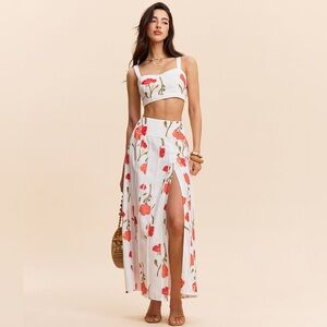 Commense Chic Floral Crop Top and Skirt Set